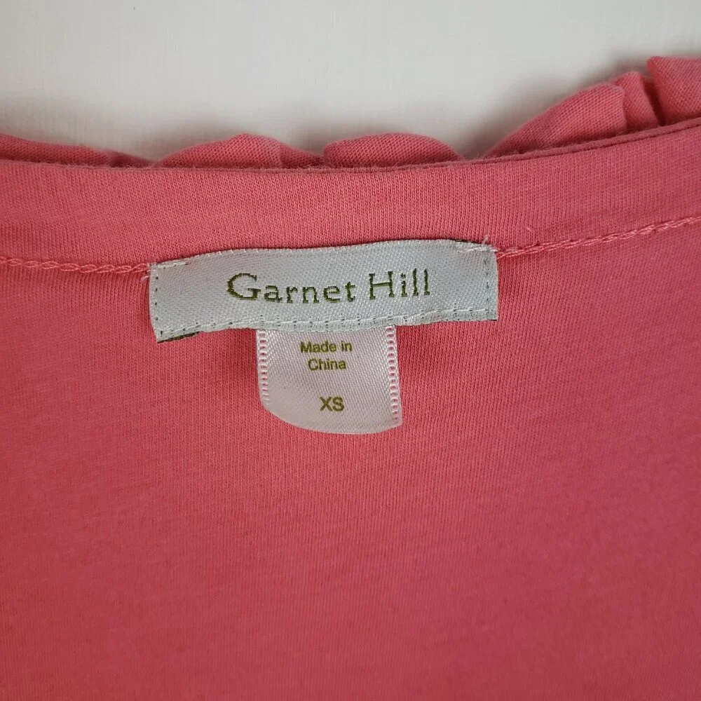 Garnet Hill Scoop Neck Sleeveless Dress Peach Pink Cotton Ruffle Womens Size XS